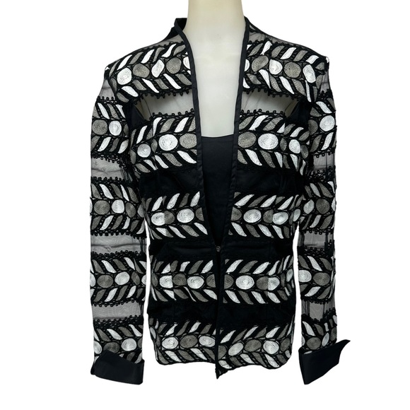 NARACAMICIE Blouse M Embroidered Artisan Long Cuffed Sleeve Netted Decor… - Picture 1 of 17